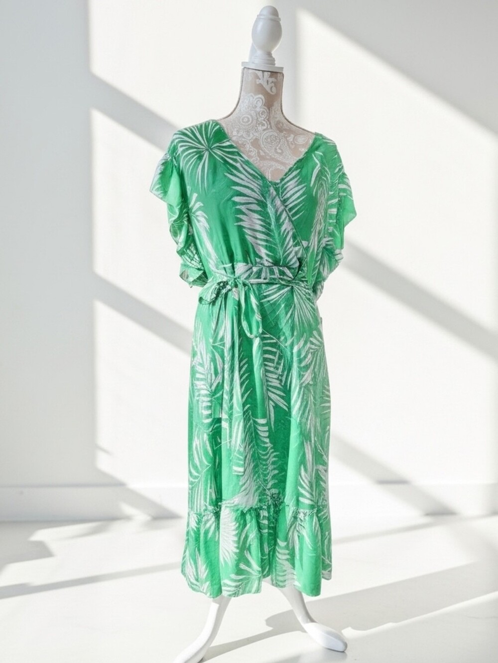 Mlle Gabrielle Tropical Beach Palm Print Sundress Size 1X
